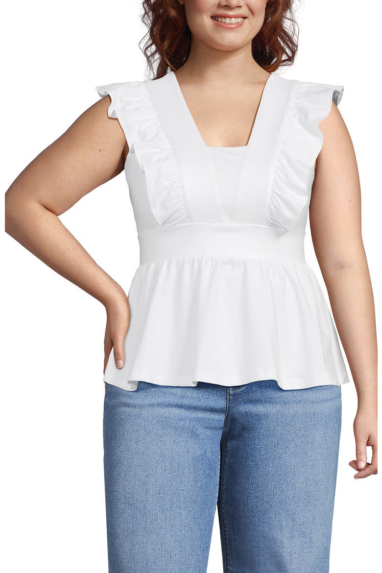 Lightweight Jersey Ruffle Peplum Top, Main, color, White