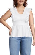 Lands' End Lightweight Jersey Ruffle Peplum Top