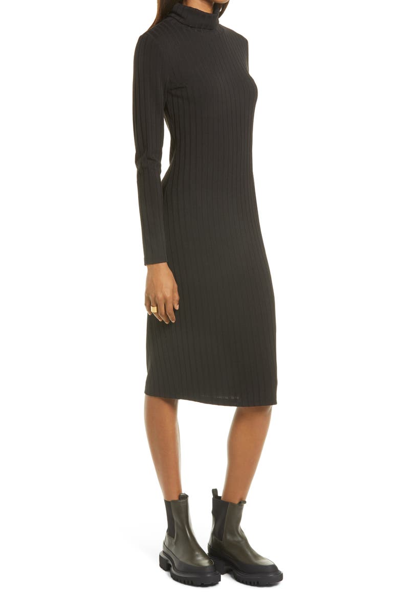 Long Sleeve Turtleneck Sweater Dress, Alternate, color, BLACK