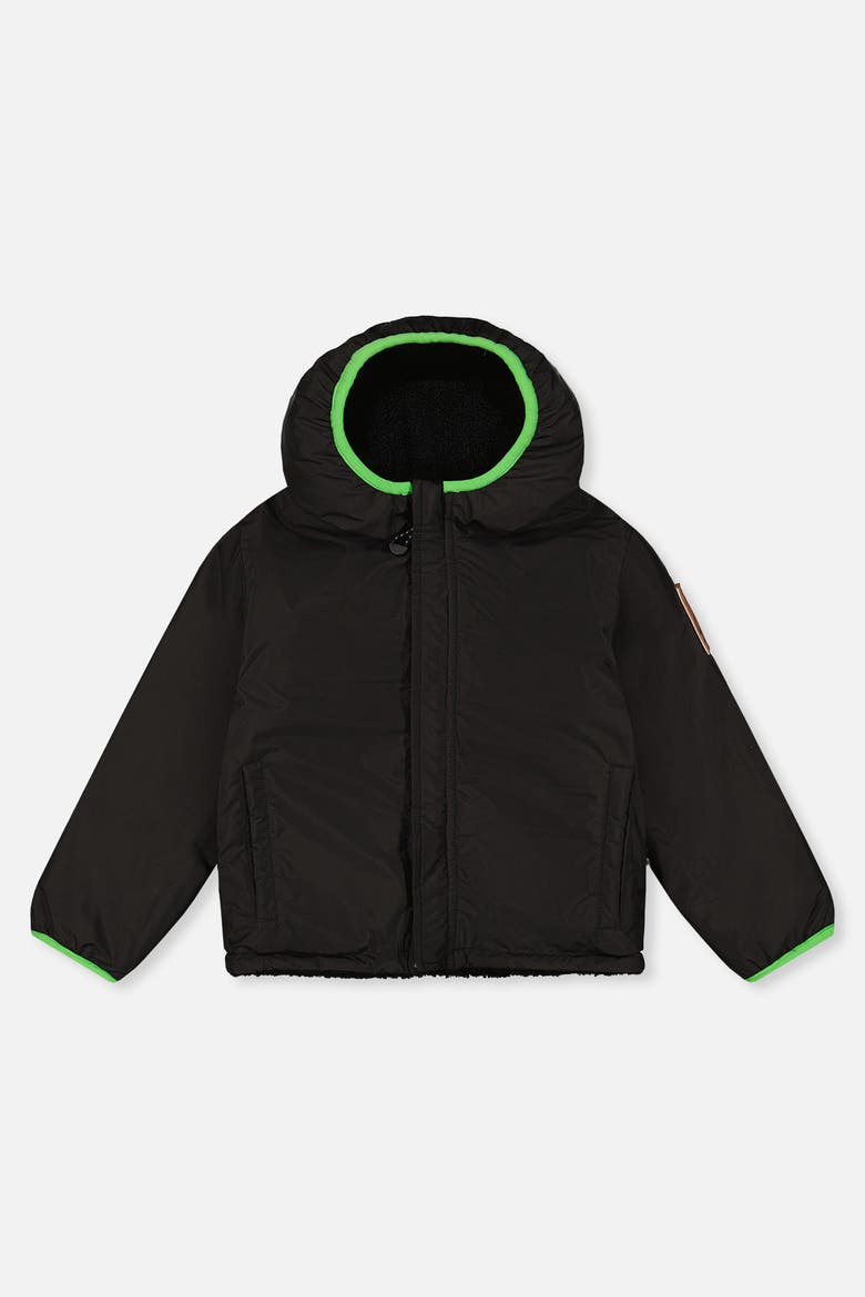 Reversible Fleece Coated Fabric Mid-Season Jacket, Alternate, color, Black