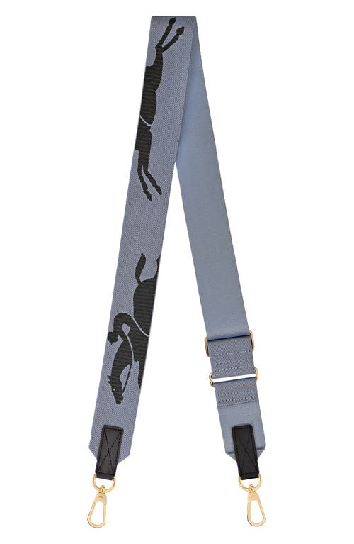 Longchamp Logo Jacquard Canvas Shoulder Strap In Blue