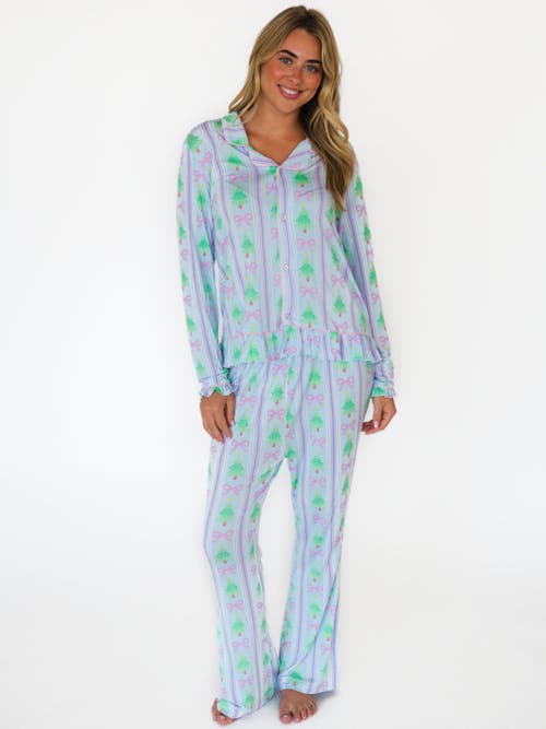 Rufflebutts Ruffle Flare Pajama Set In Blue