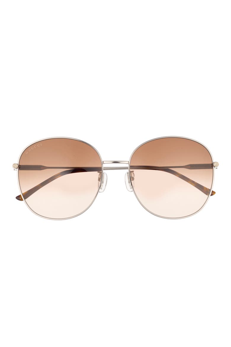 59mm Polarized Round Sunglasses, Main, color, SILVER SILVER BROWN