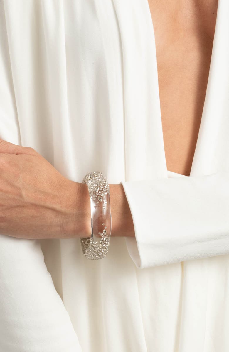 Alexis Bittar Confetti Crystal Bangle, Alternate, color, Silver