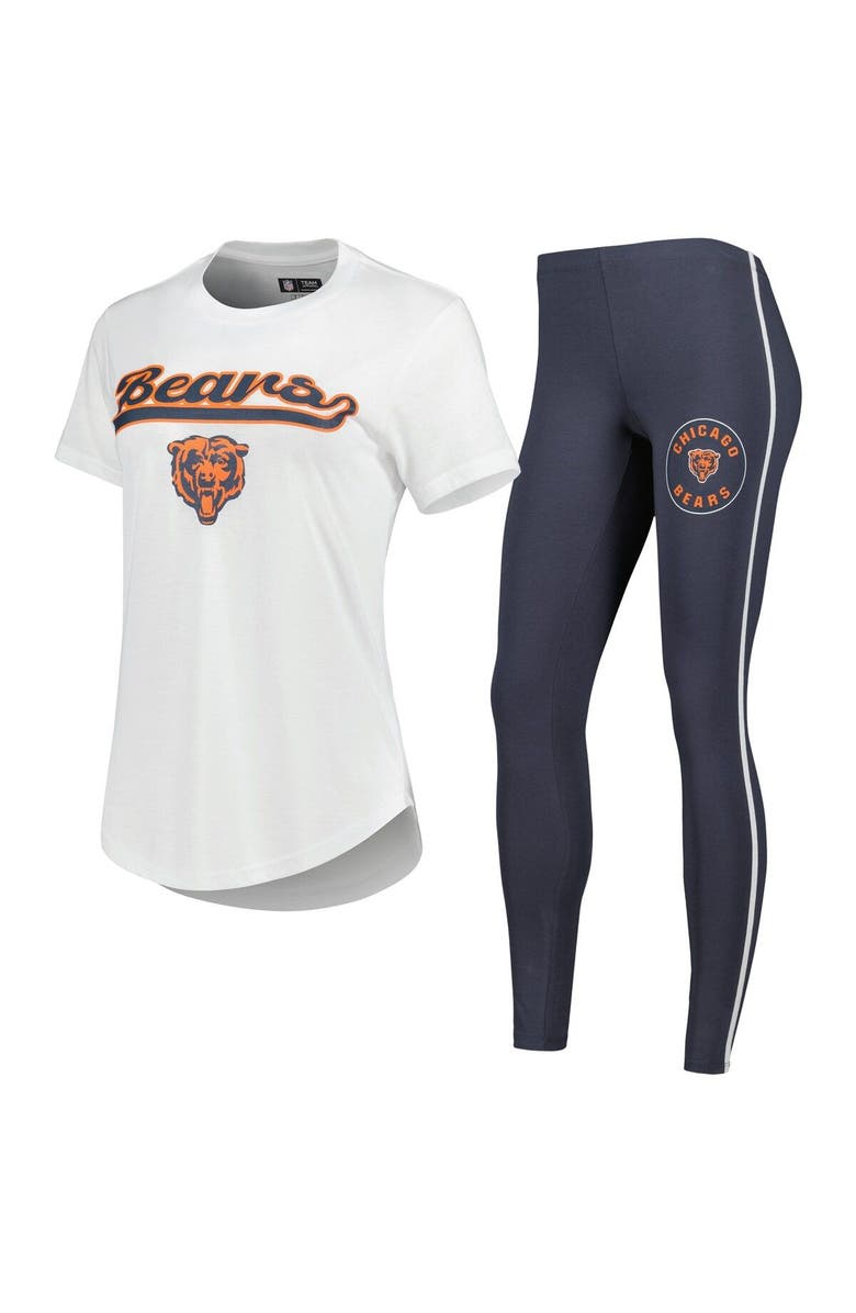 CONCEPTS SPORT Women's Concepts Sport White/Charcoal Chicago Bears Sonata T-Shirt & Leggings Sleep Set, Main, color, White