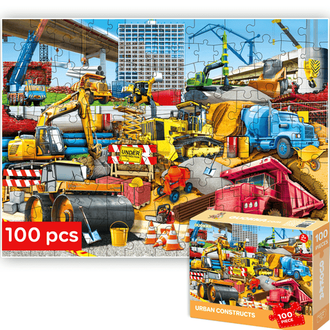 Kids Jigsaw Puzzle Set - Illustrated 100-Piece Puzzles with Educational Themes