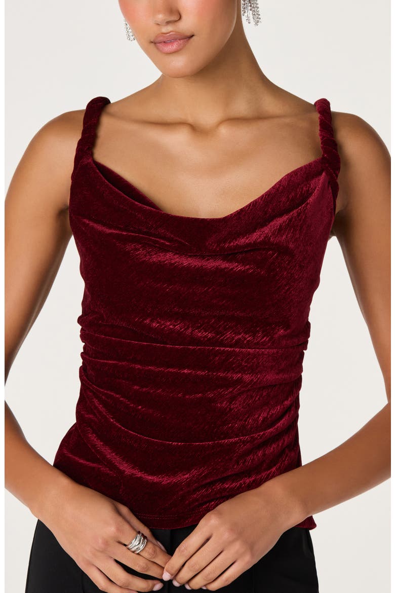 Berlyn Cowl Neck Velvet Camisole, Alternate, color, WINE