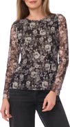 Ted Baker Floral Long Sleeve Mesh Top