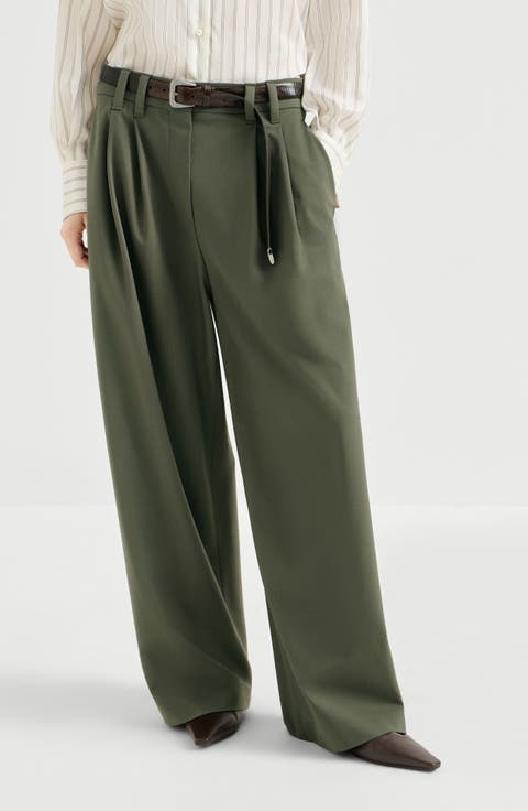 Tropical luxury wool tailored trousers with monili