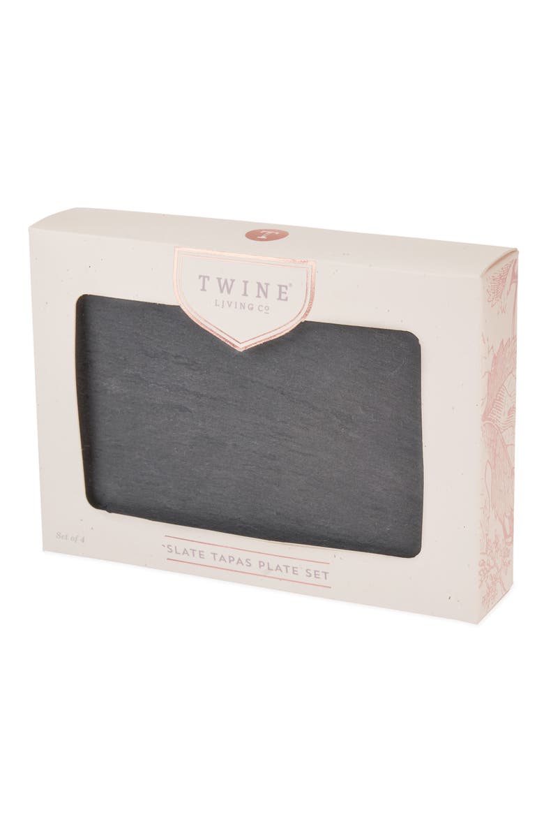 Slate Tapas Plates Set of 4, Alternate, color, Black
