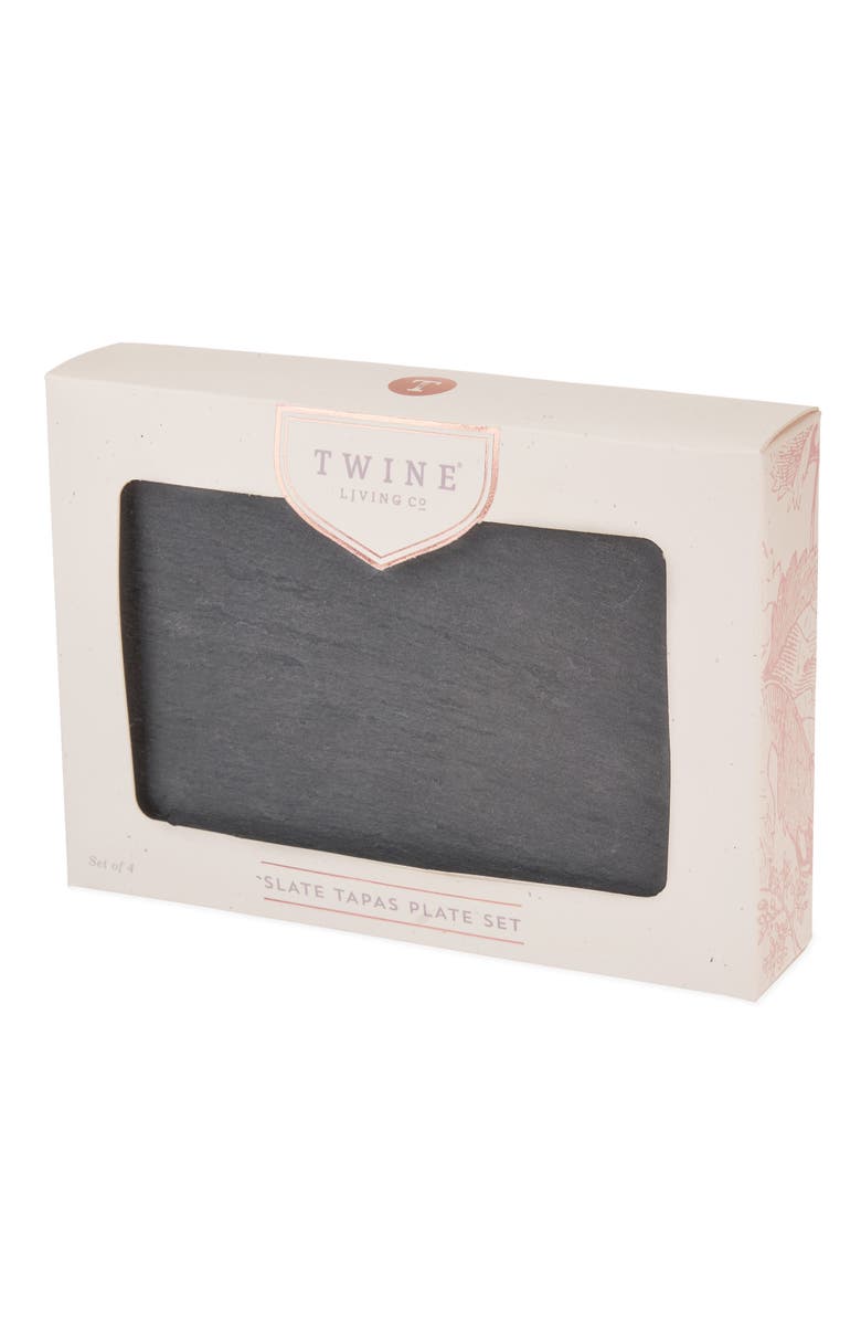 TWINE Slate Tapas Plates Set of 4, Alternate, color, Black