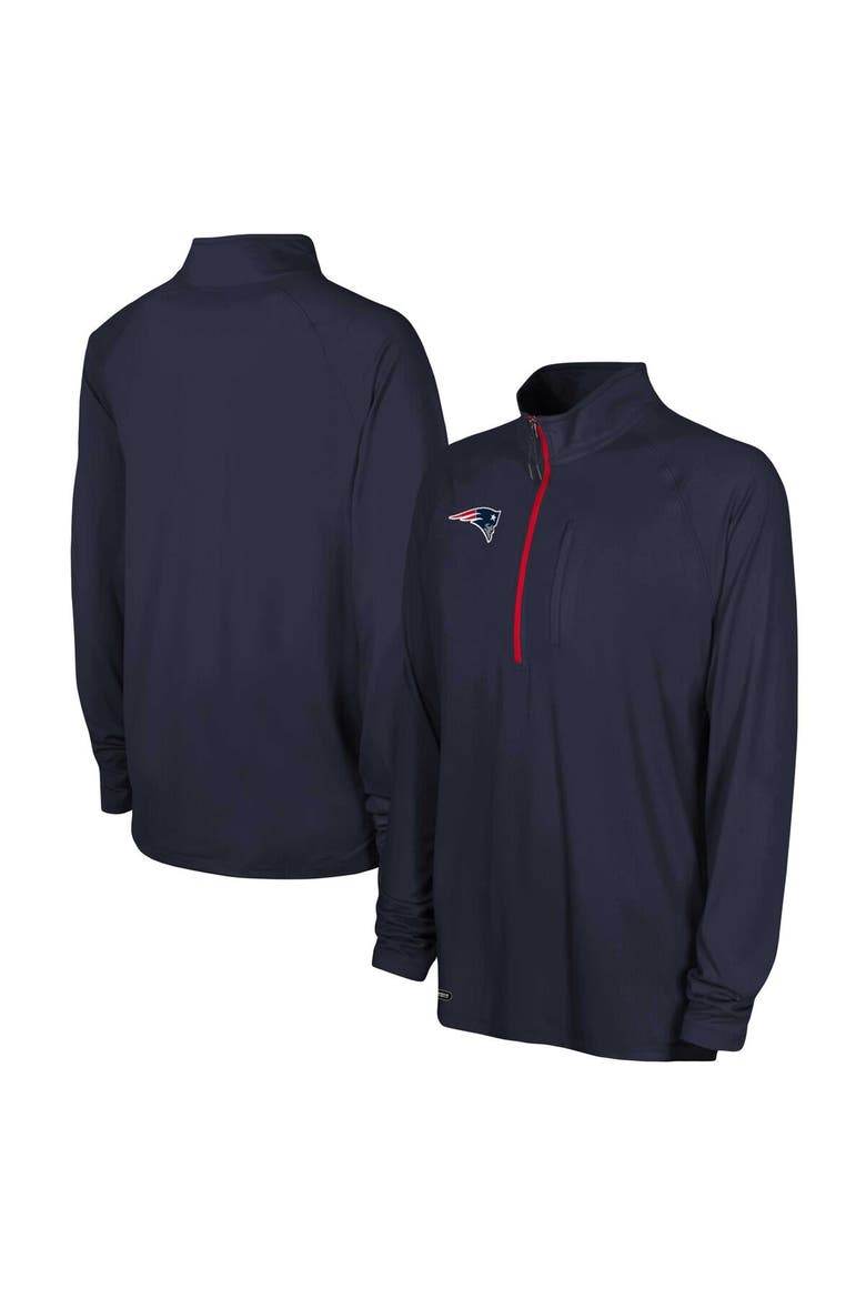 Men's Navy New England Patriots Combine Authentic Raglan Quarter-Zip Top, Alternate, color, Navy