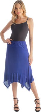 24seven Comfort Apparel Knee Length Elastic Waist Handkerchief Skirt