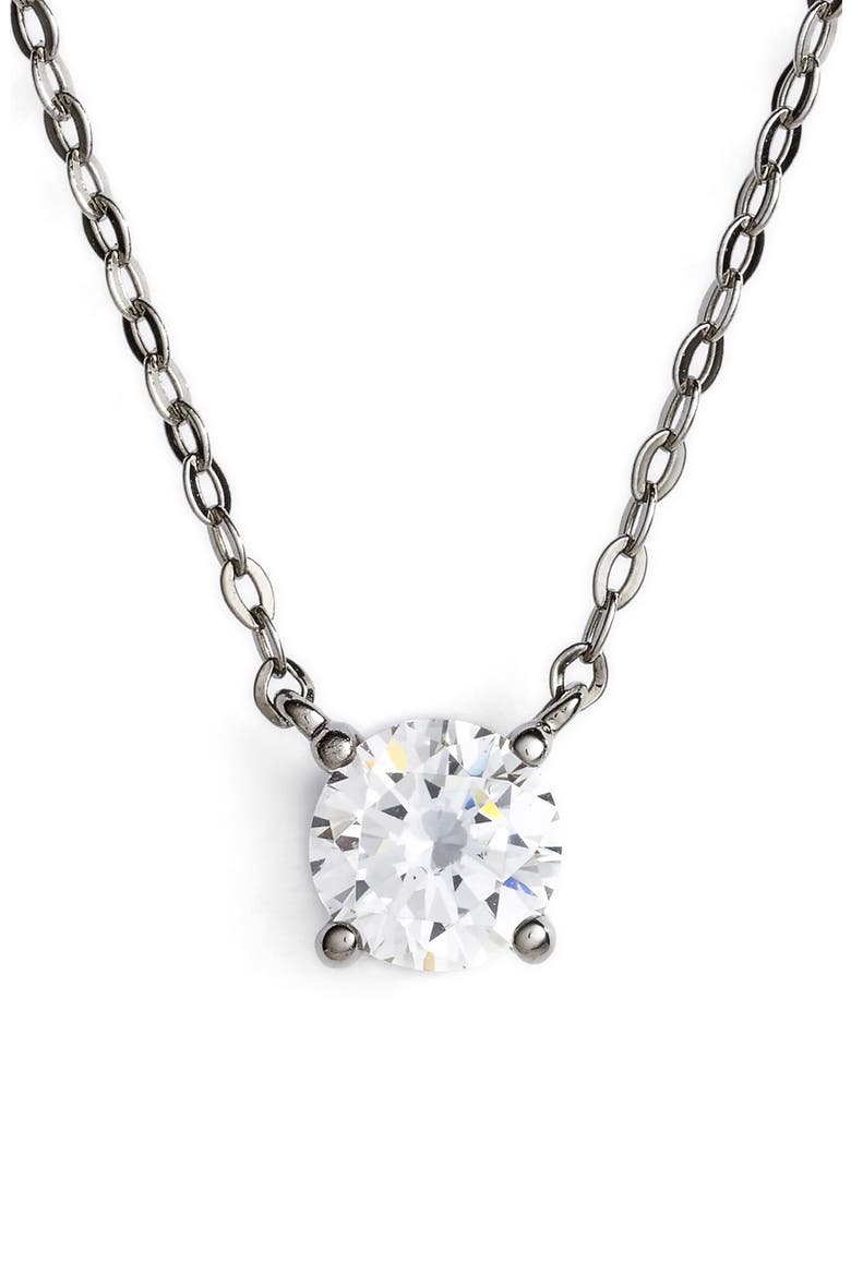Cubic Zirconia Pendant Necklace, Main, color, BLACK