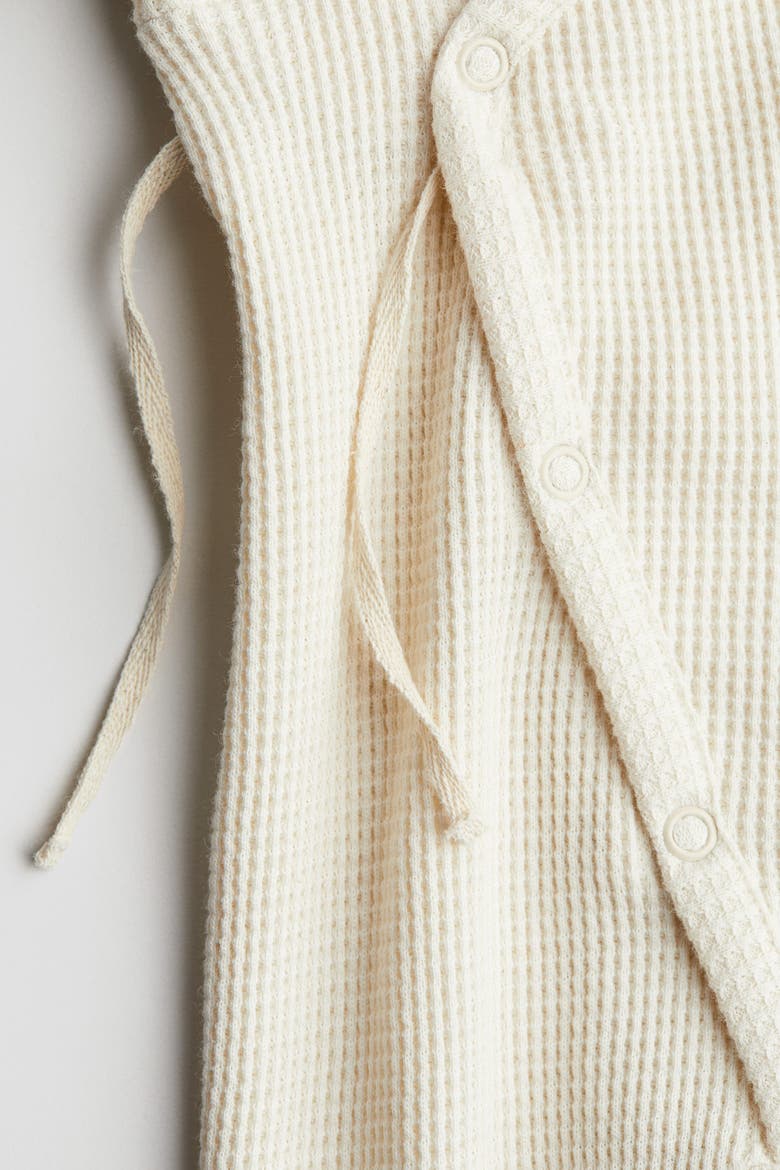 Waffled Cotton Romper Suit, Alternate, color, Cream