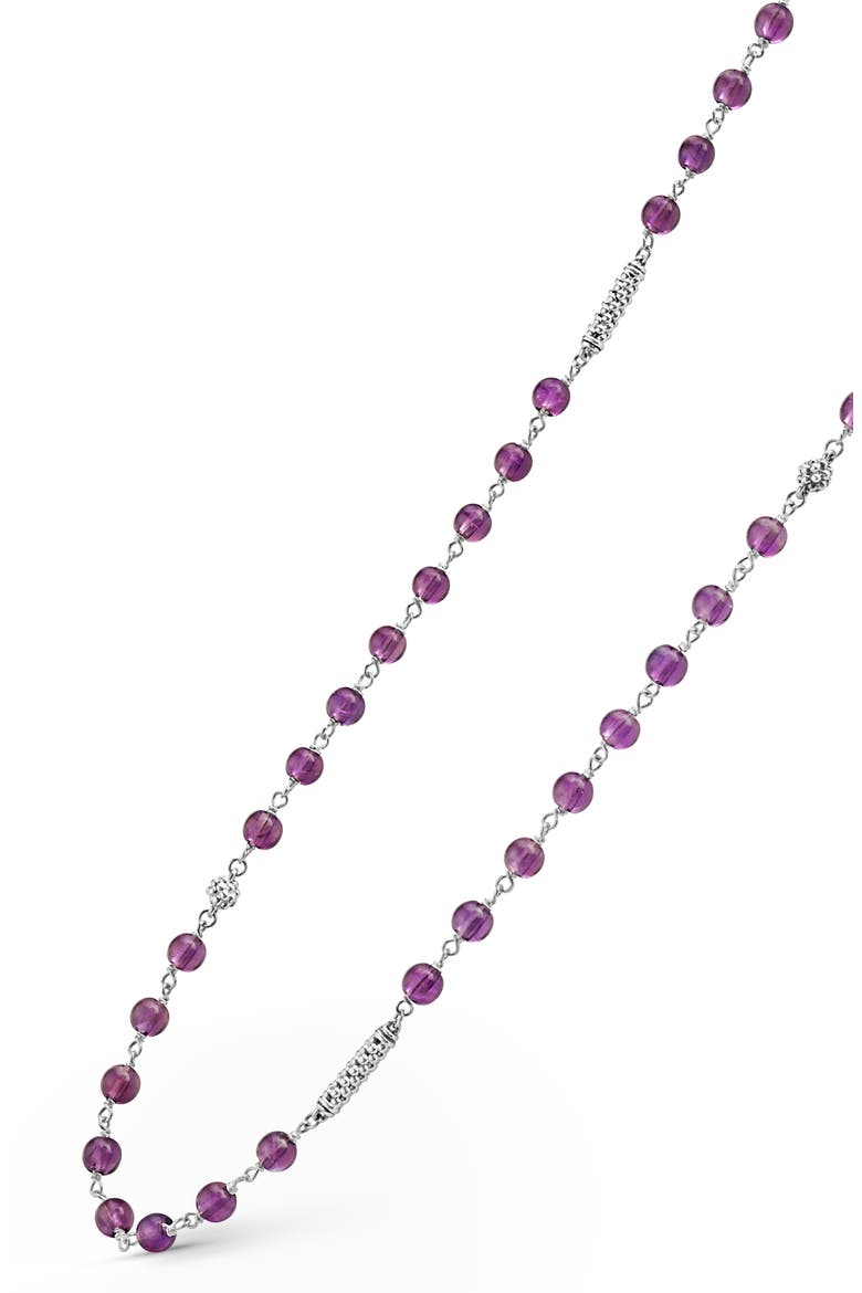 Caviar Icon Amethyst Bead Dual Layer Necklace, Alternate, color, AMATHYST