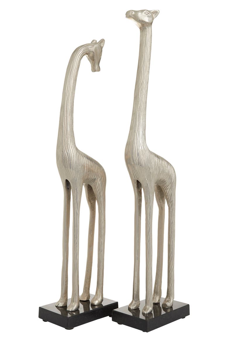 Silver Contemporary Giraffe Sculpture - Set of 2, Main, color, SILVER
