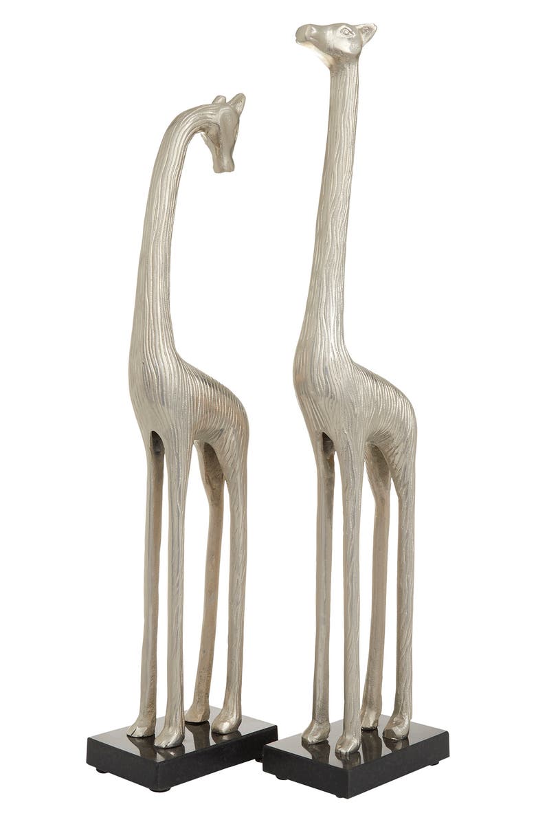 Novogratz Silver Contemporary Giraffe Sculpture - Set of 2, Main, color, 