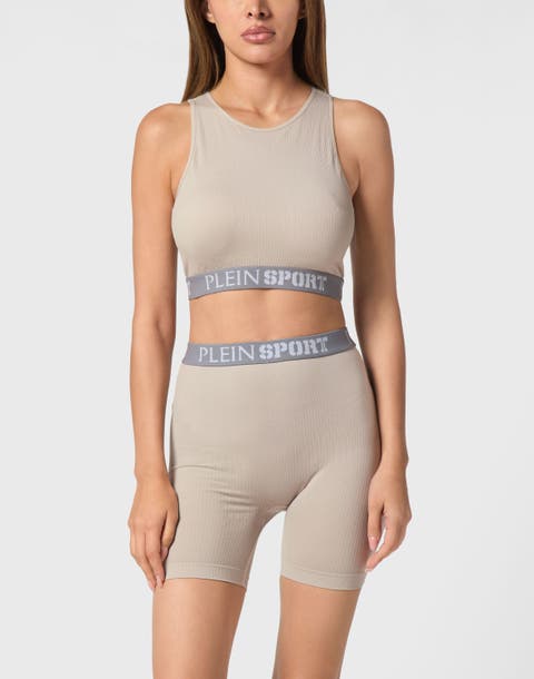 Rib Seamless Training Sport Bra Logo Women