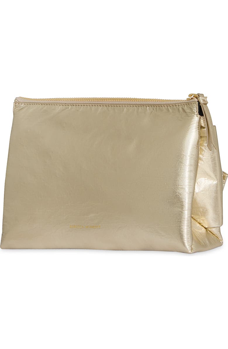 Rebecca Minkoff Bow Metallic Clutch, Alternate, color, Gold