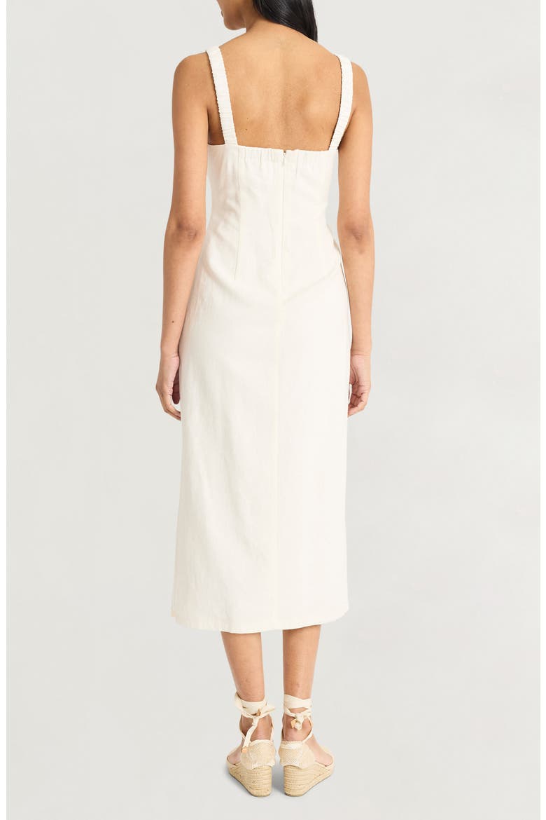 Linen Blend Midi Dress, Alternate, color, CLOUD DANCER