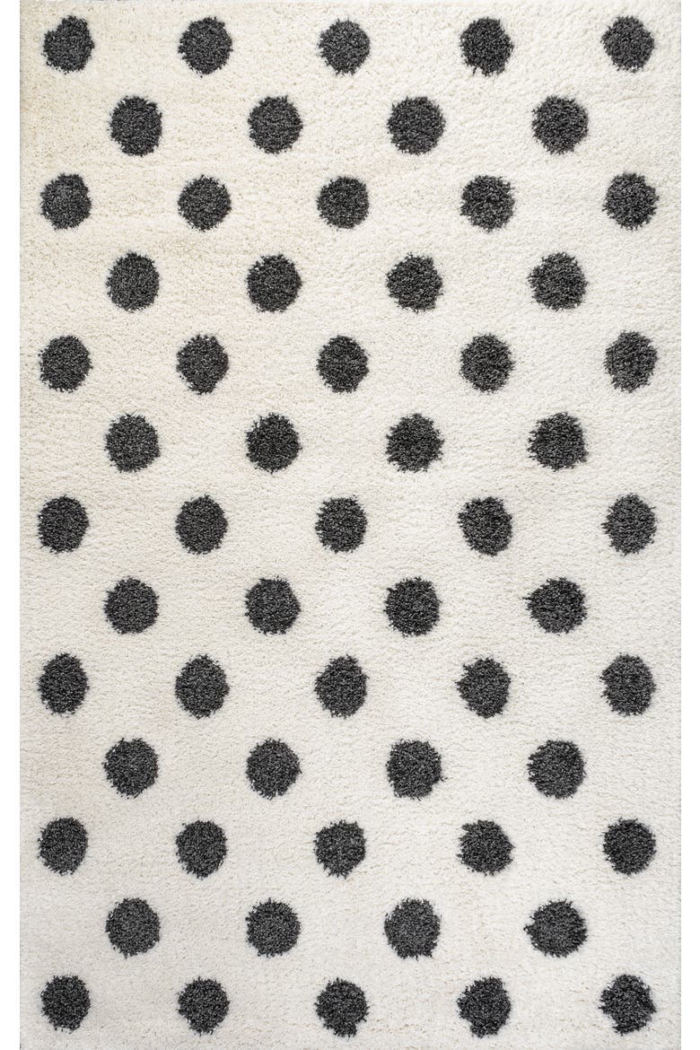 Pere Modern Charcoal Dot Shag Area Rug, Main, color, White/Gray
