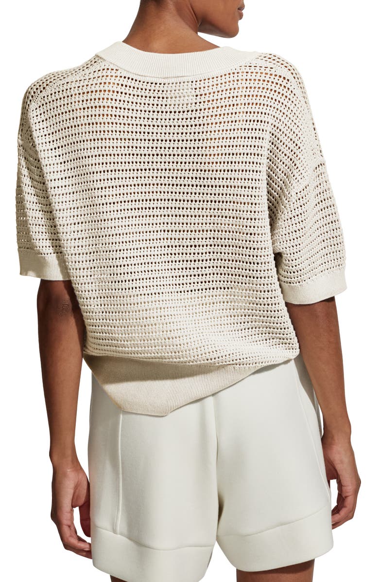 Varley Callie Sheer Knit Cotton Top, Alternate, color, Egret