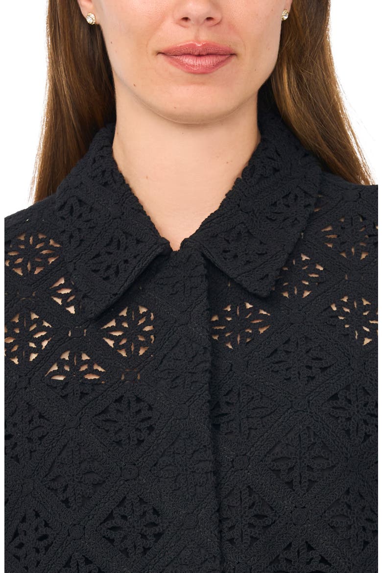 Kena Eyelet Short Sleeve Shirt, Alternate, color, RICH BLACK