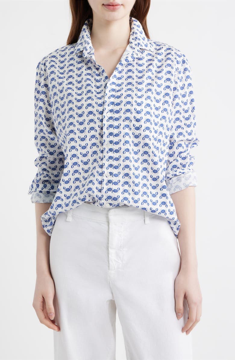 Frank & Eileen Eileen Crab Print Relaxed Button-Up Shirt, Main, color, Blue Crab