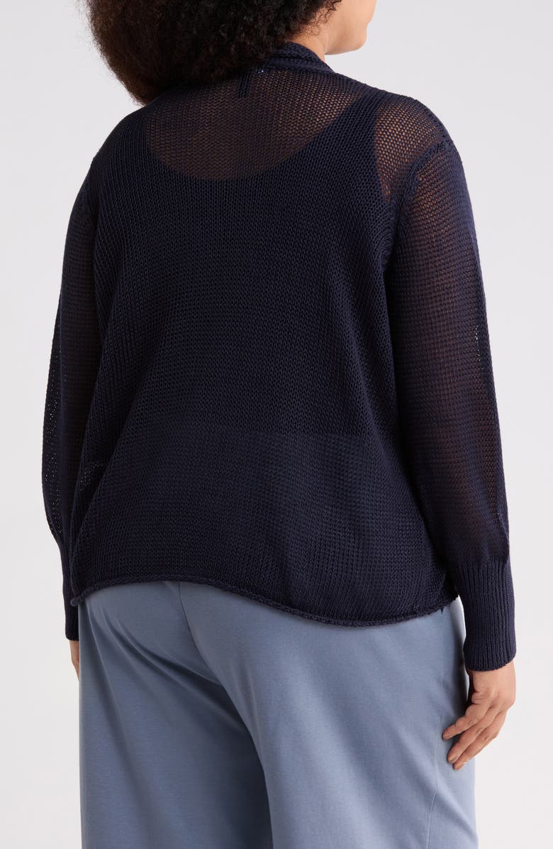 Eileen Fisher Organic Linen & Organic Cotton Cardigan, Alternate, color, Ink