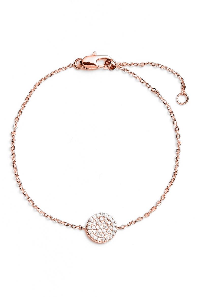 Pavé Disc Bracelet, Main, color, CLEAR- ROSE GOLD