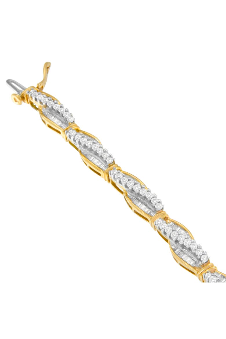 14K Yellow Gold Round and Baguette Cut Winding Love Diamond Bracelet, Alternate, color, Yellow
