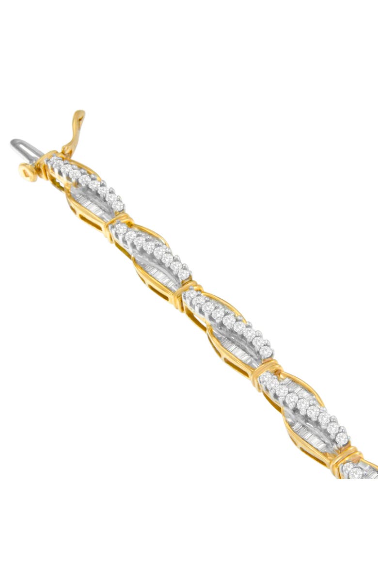 Haus of Brilliance 14K Yellow Gold Round and Baguette Cut Winding Love Diamond Bracelet, Alternate, color, Yellow