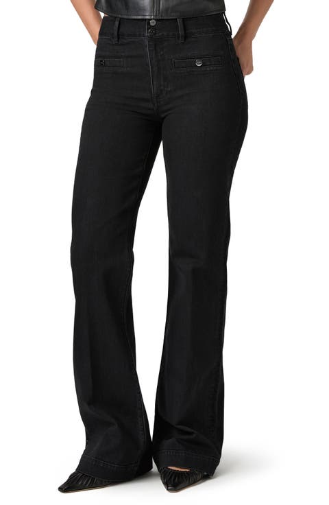 Leenah Welt Pocket Wide Leg Jeans (Faded Darkness)