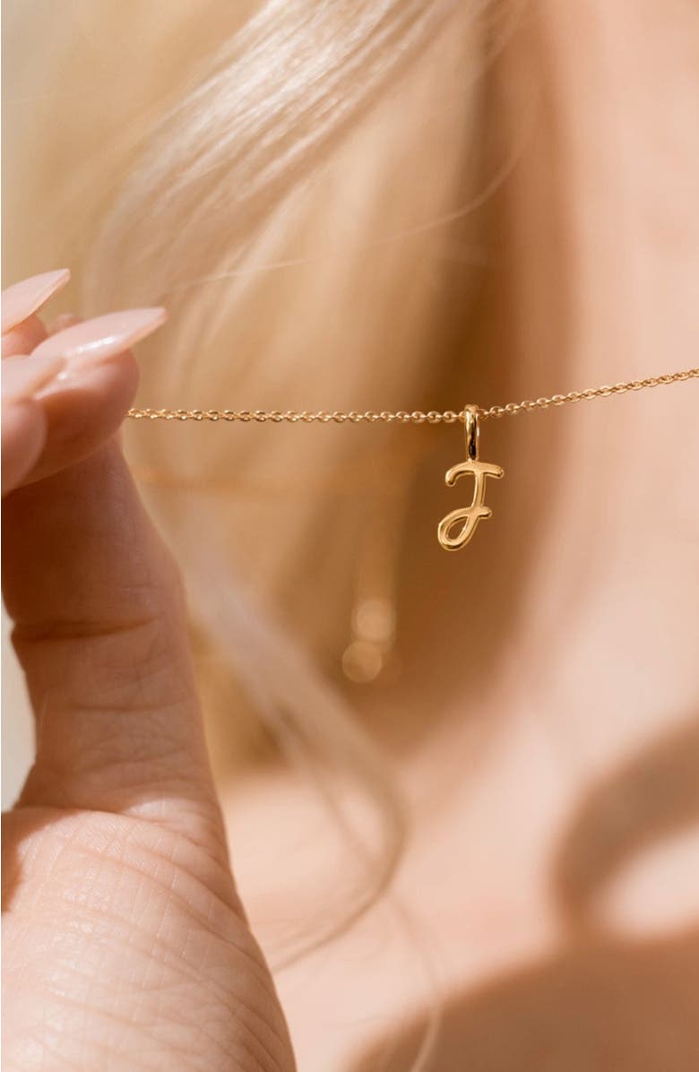 MADE BY MARY Script Initial Charm Gold Vermeil, Alternate, color, Gold Vermeil Initial J