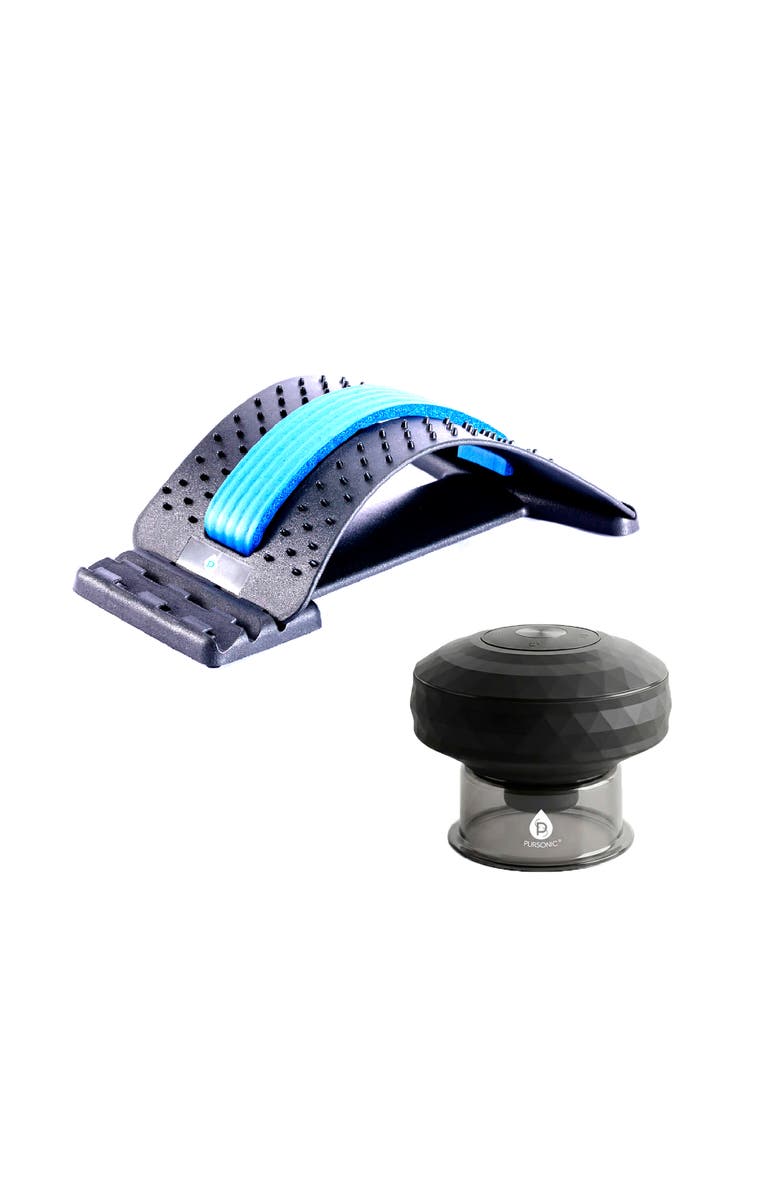 PURSONIC The Ultimate Recovery & Alignment Duo Cupping Therapy Device + Back Stretching Device, Main, color, Black