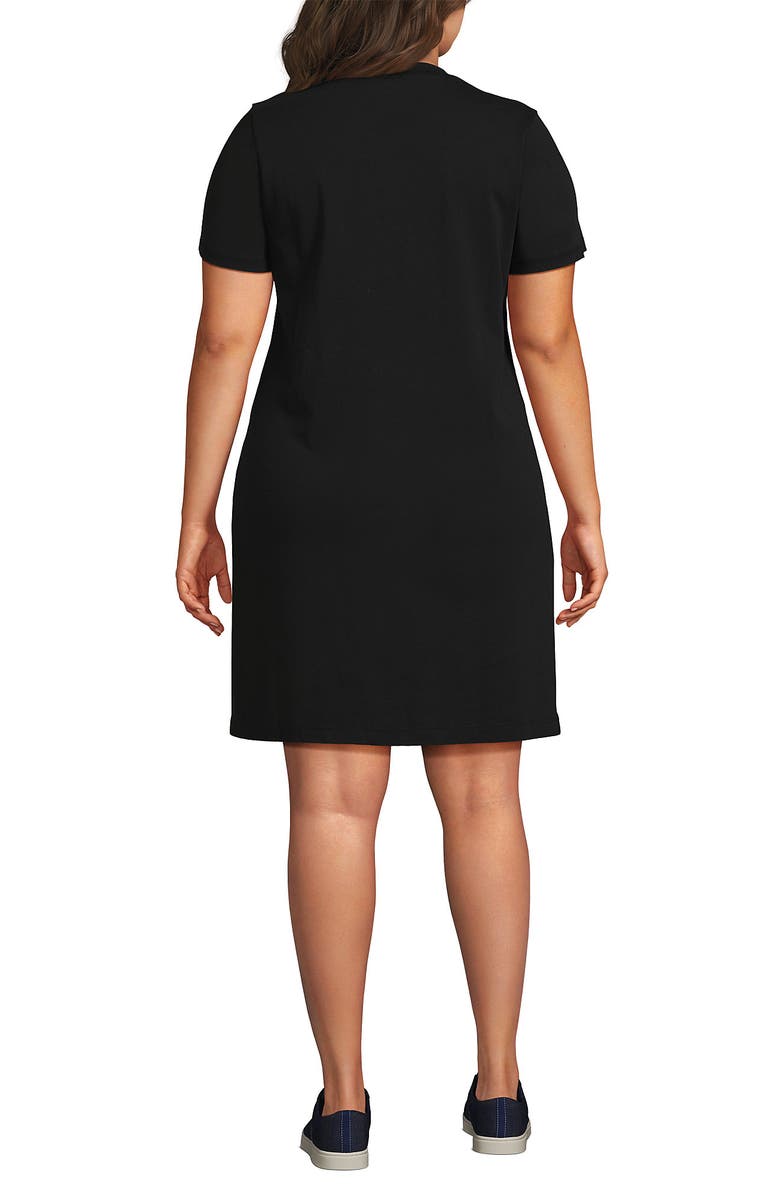 Lands' End Cotton Jersey Crew Neck T Shirt Dress, Alternate, color, Black