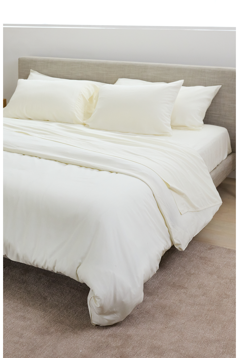 Performance Linen Blend Duvet Cover, Alternate, color, Bone
