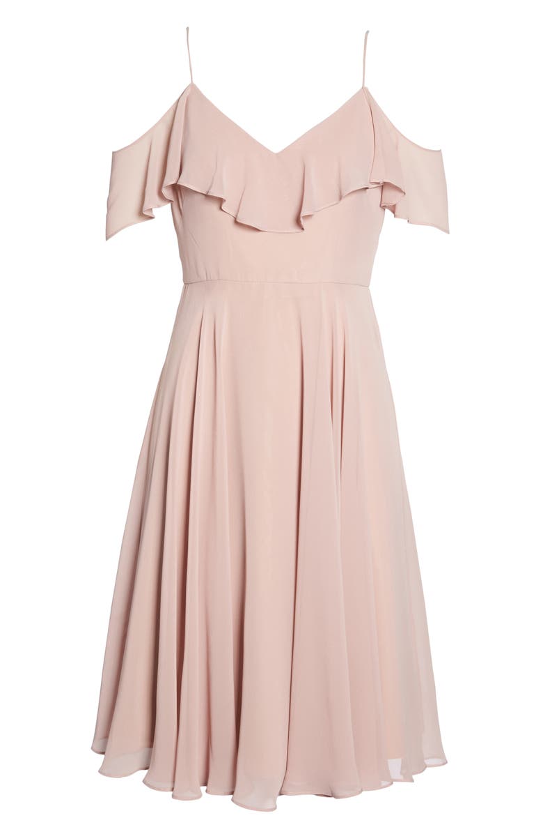 Jenny Yoo Kelli Cold Shoulder Chiffon Dress, Alternate, color, 