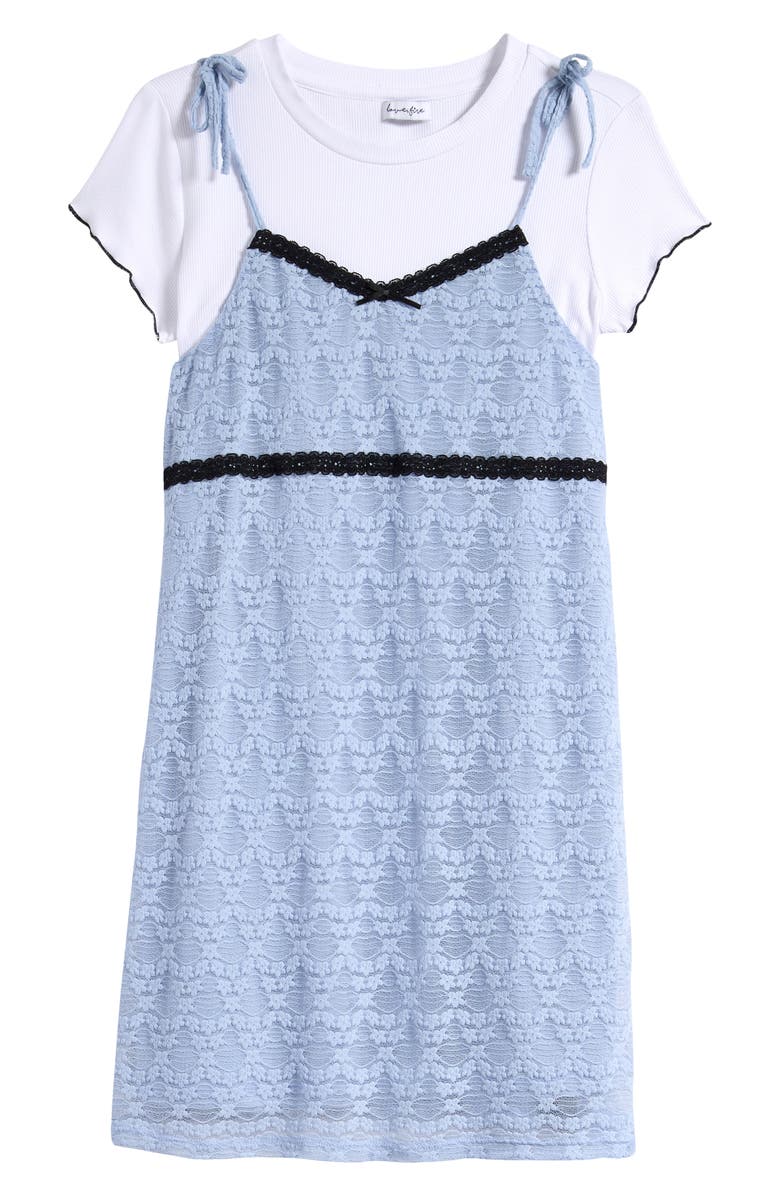 Love, Fire Kids' T-Shirt & Lace Dress Set, Main, color, Zen Blue