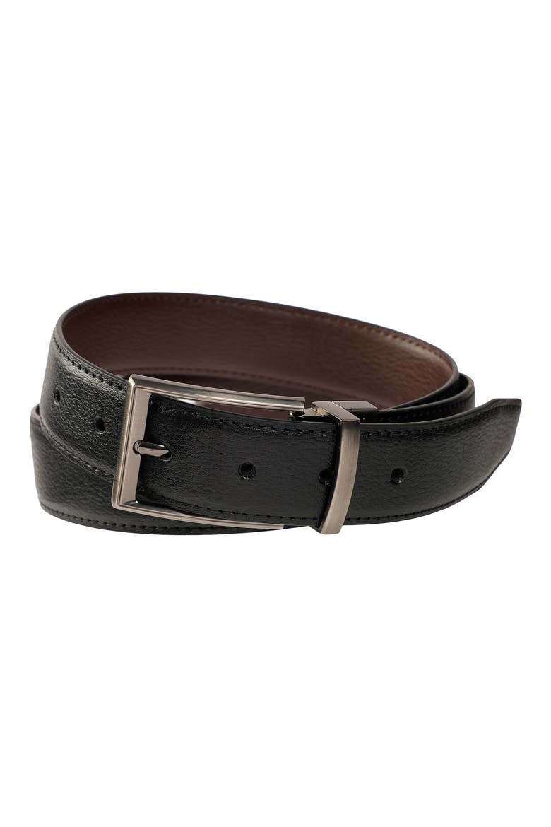 Reversible Leather Belt, Alternate, color, BLACK TO GREY