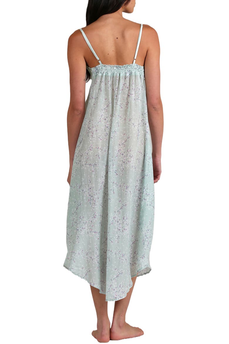 Cheri Blossom Lace Trim Cotton & Silk Nightgown, Alternate, color, SAGE