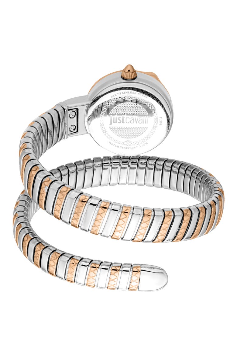 Cerchio Snake Wraparound Bracelet Watch, 22mm, Alternate, color, TWO TONE SILVER/ ROSE GOLD