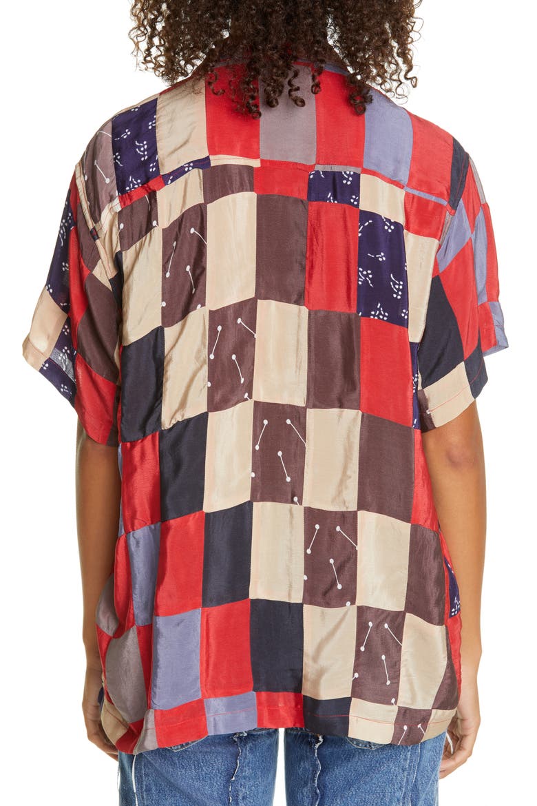 One of a Kind Chandigarh Quilt Bowling Shirt, Alternate, color, RED MULTI
