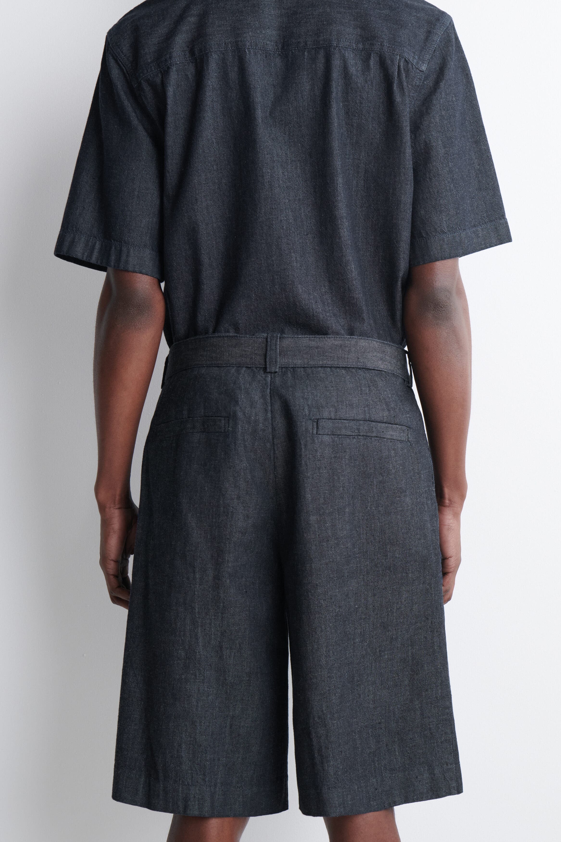 Belted Wide-Leg Denim Shorts - image 2