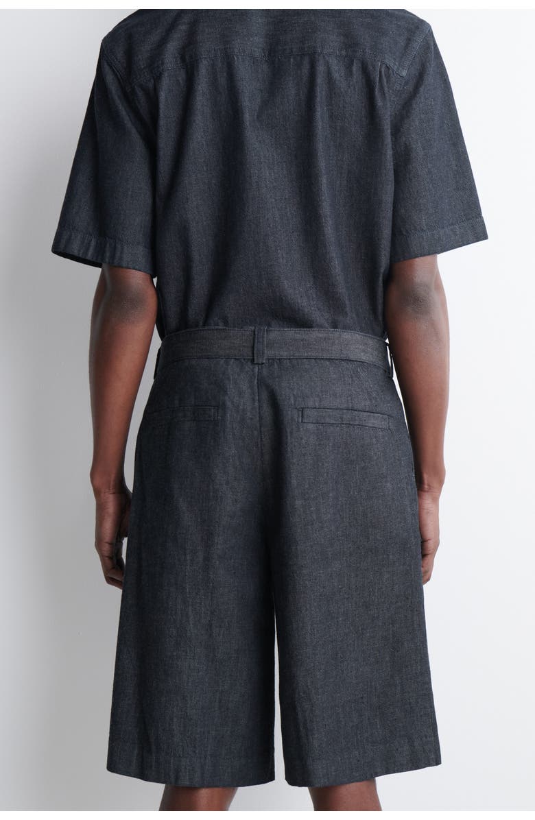 COS Belted Wide-Leg Denim Shorts, Alternate, color, Indigo