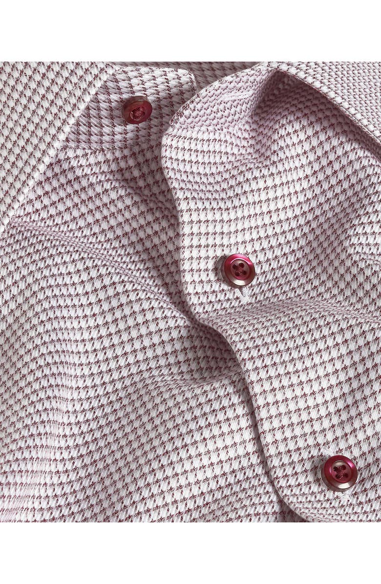 David Donahue Trim Fit Jaspé Micro Twill Cotton Dress Shirt, Alternate, color, Merlot