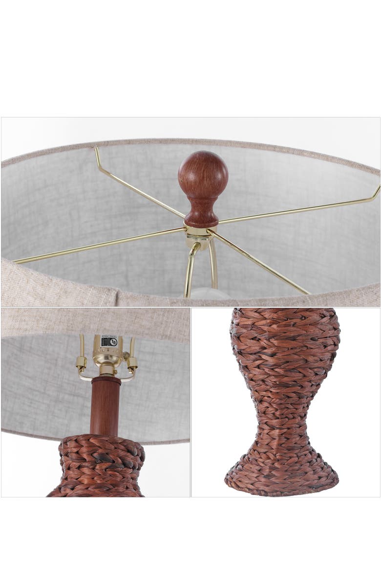 JONATHAN Y Elicia 31" 1-Light Coastal Cottage Water Hyacinth Weave LED Table Lamp, Alternate, color, Dark Brown