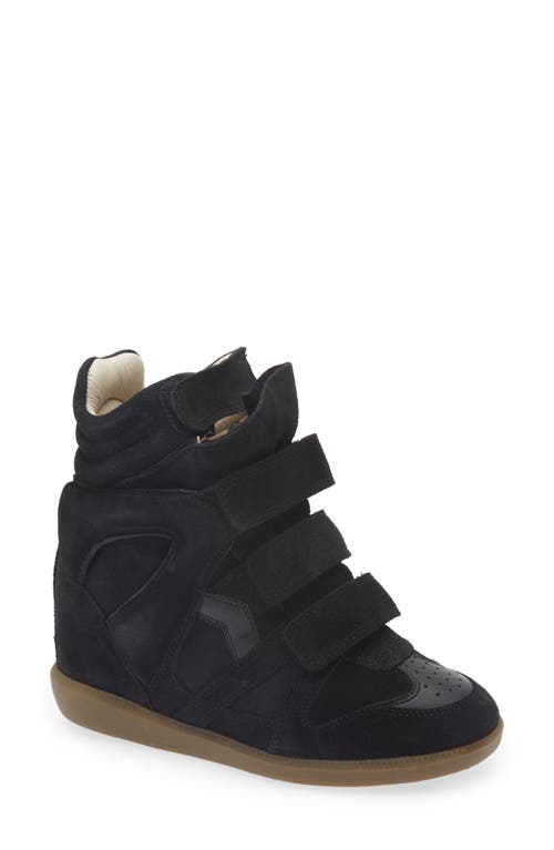 Isabel Marant Black Buckee Suede Trim Wedge Hi-top Sneakers In Black