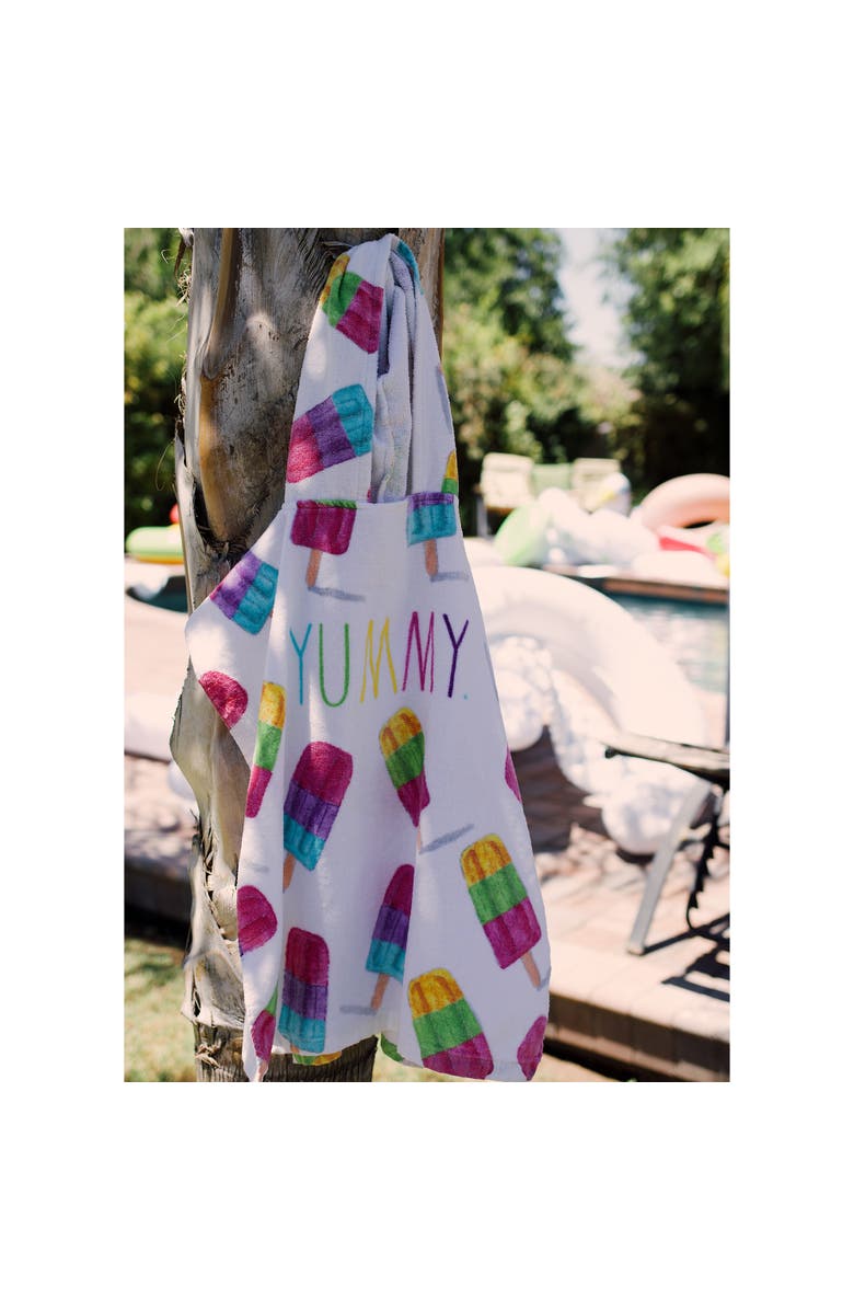 Rae Dunn Yummy Kids Hooded Towel and 12 Inch Beach Ball Popsicle, Alternate, color, Multicolored